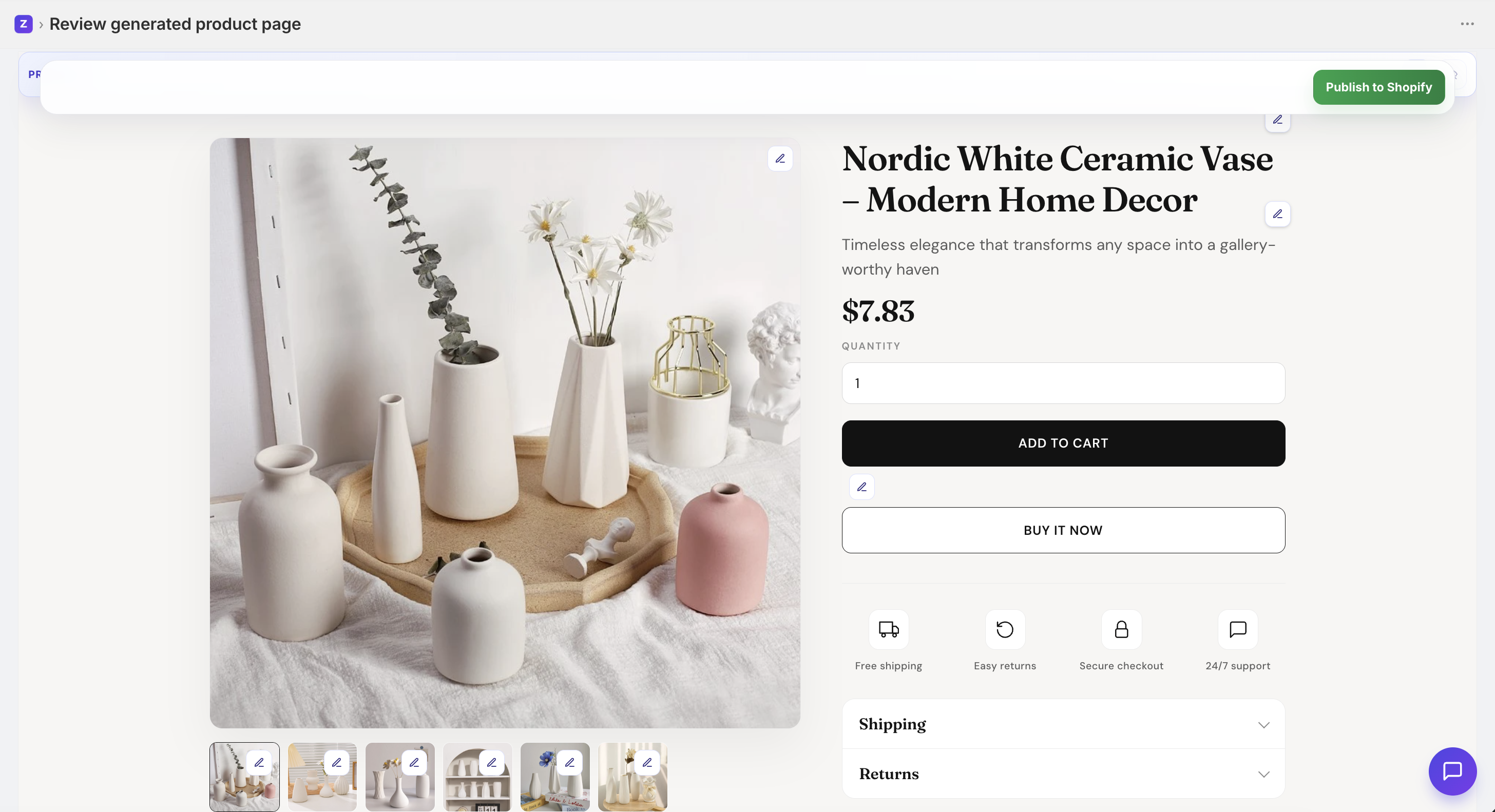 Zenfeed generated product page preview